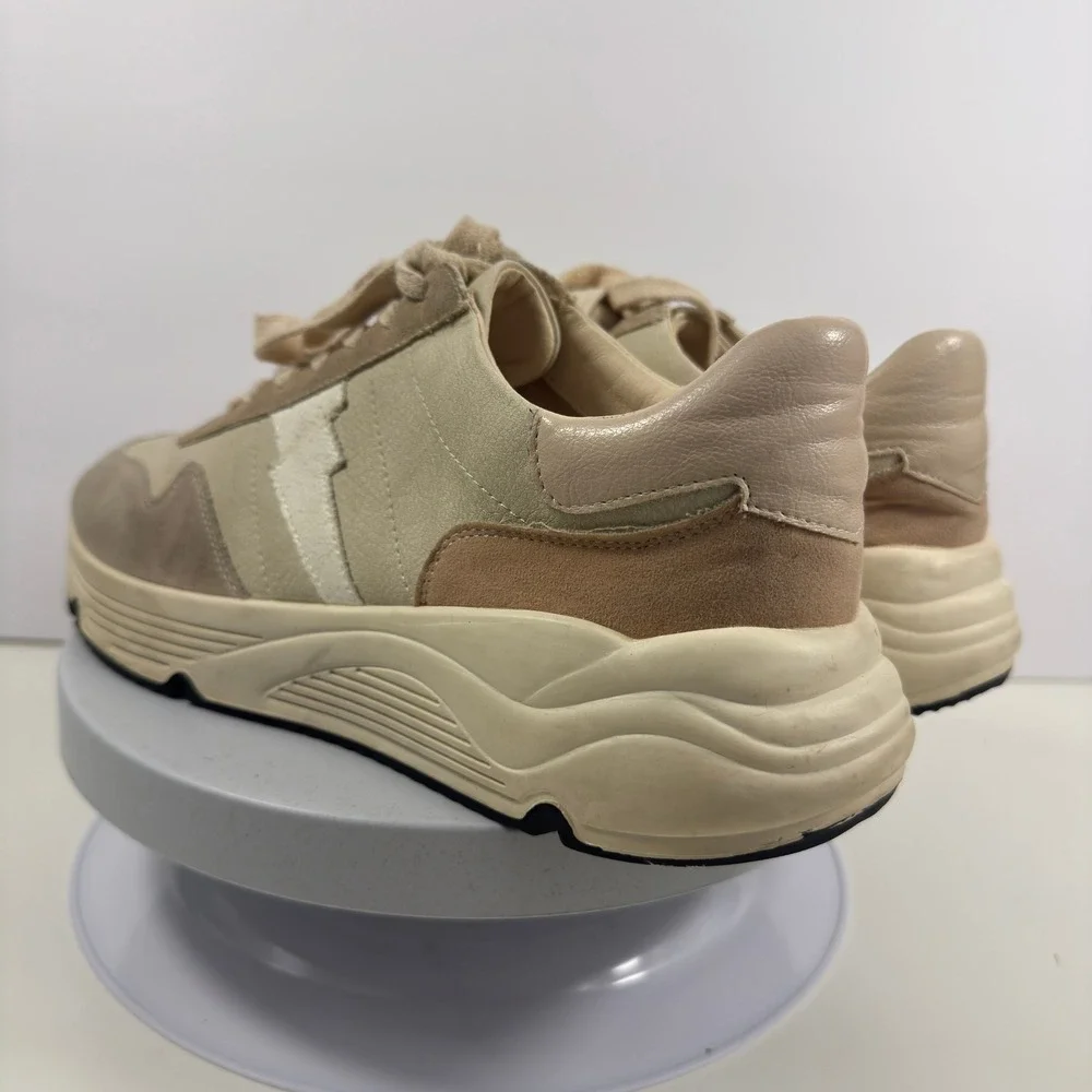 Oasis Society Chunky Sneakers Beige Suede‎ Leather Casual Retro Shoes Size 10